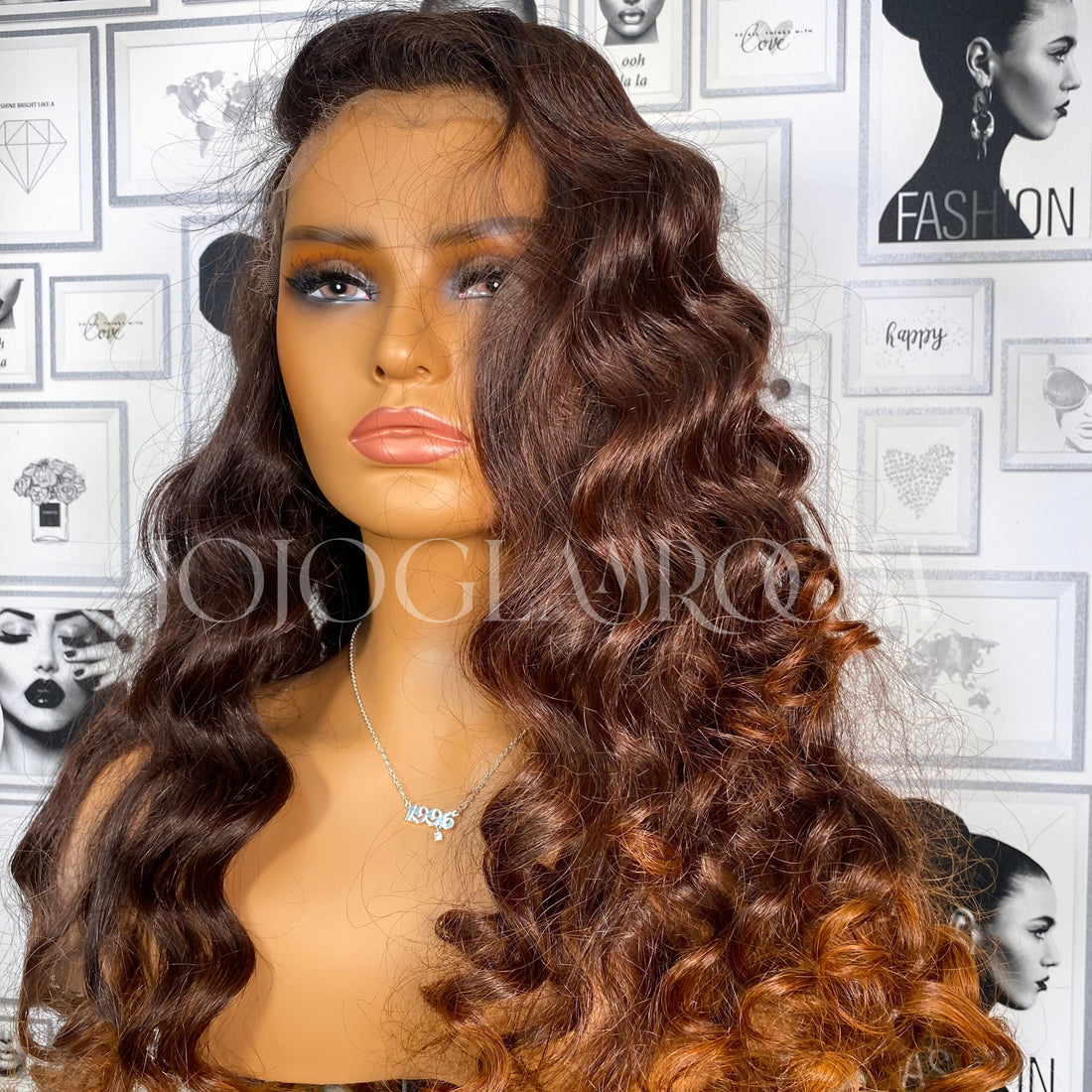 HD Lace Front Wig with Light Auburn Tips, BODY WAVE